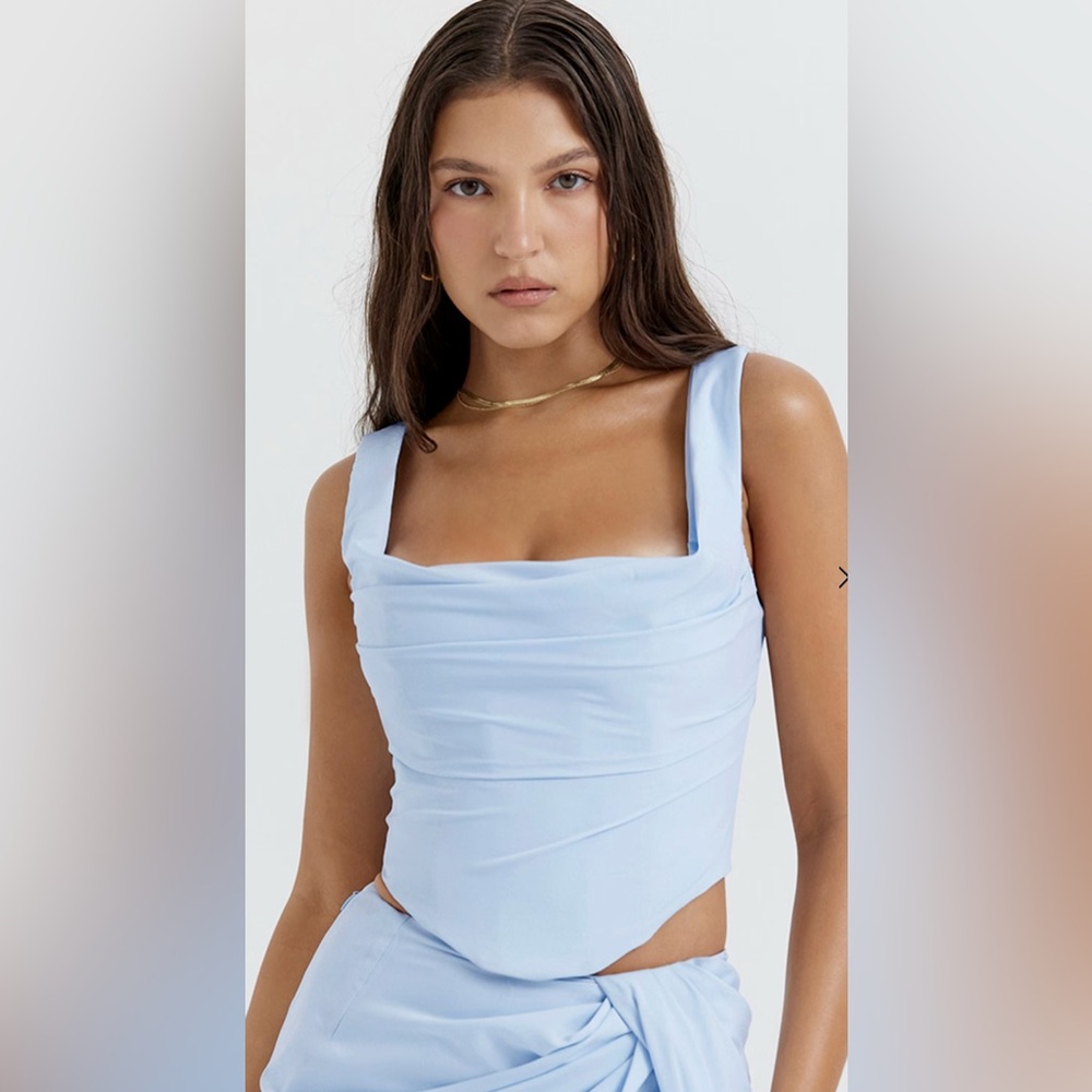 House of CB Pale Blue Draped Crop Top